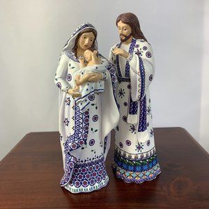 Silent Night Polish Stoneware-Inspired Nativity Figurine Set